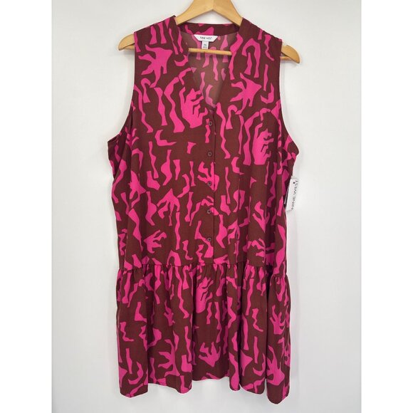 Nine West Dresses & Skirts - Nine West Sleeveless Tiered Shift Sun Dress Pink XXL NEW